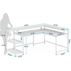 Bureau en L avec étagère pour écran, bureau d'angle réversible pour bureau à domicile 69
