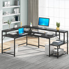 Bureau en L avec étagère pour écran, bureau d'angle réversible pour bureau à domicile 69