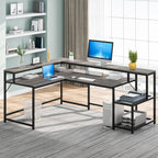 Bureau en L avec étagère pour écran, bureau d'angle réversible pour bureau à domicile 69