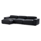 Canapé et pouf en cuir noir minimaliste de luxe