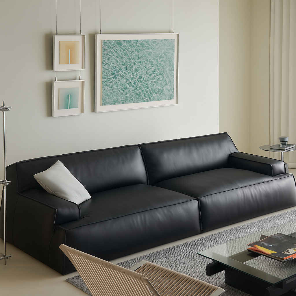 Deacon Minimalist Top Grain Leather Sofa