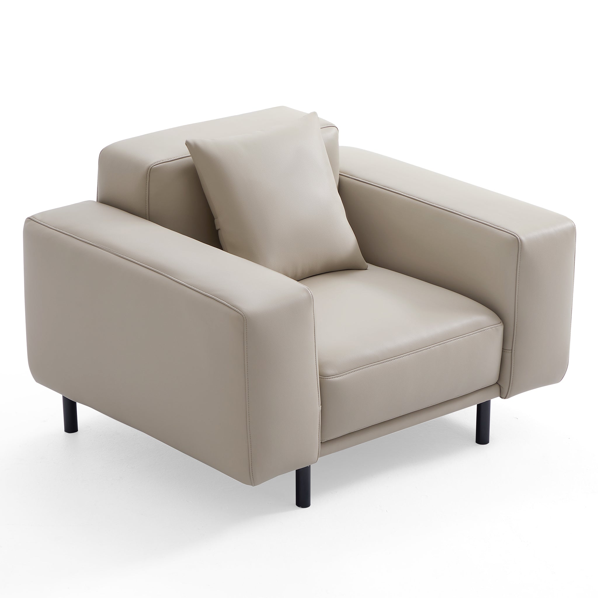 Fauteuil Noble en cuir gris foncé