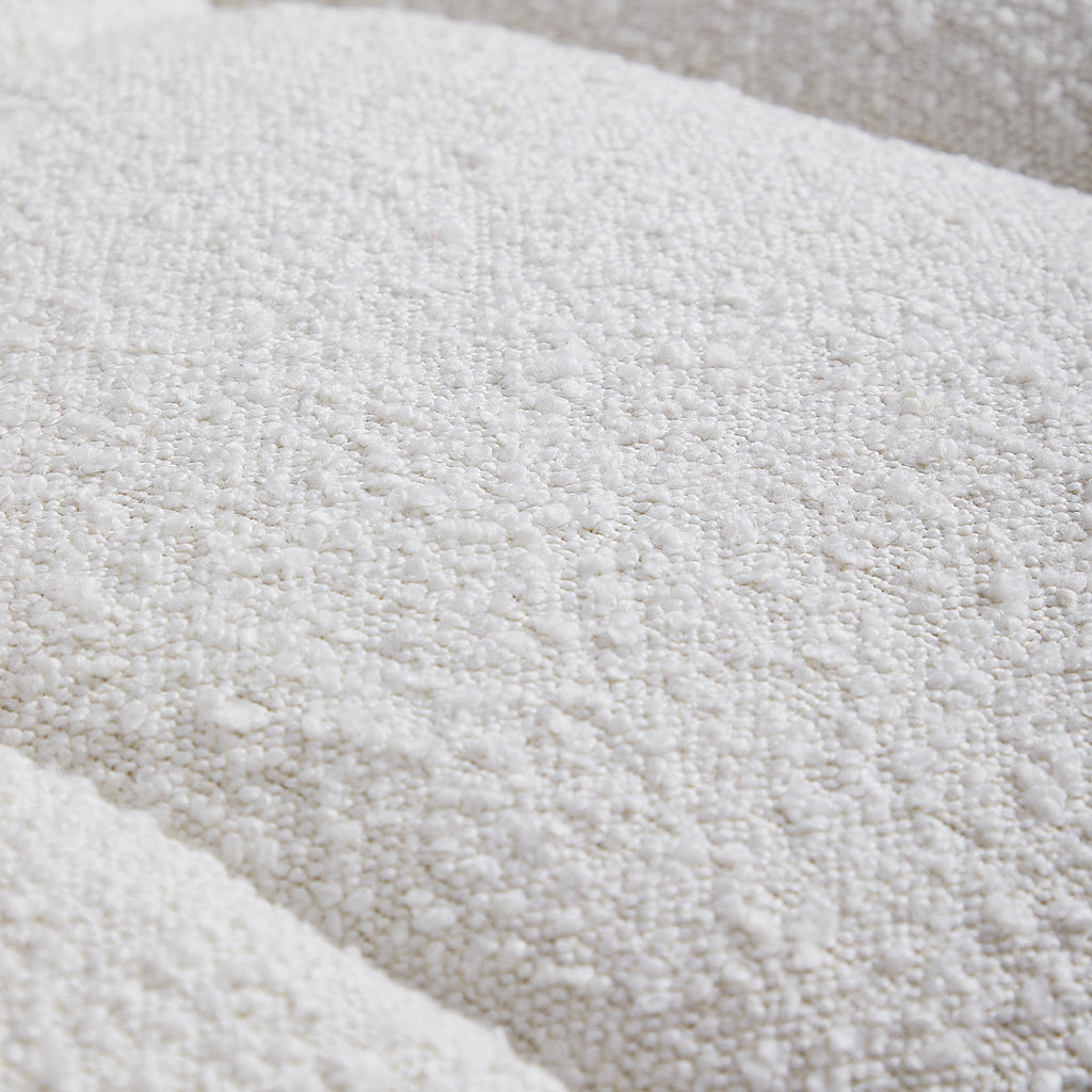 Cushy White Boucle Fabric Tufted Sofa With Ottoman