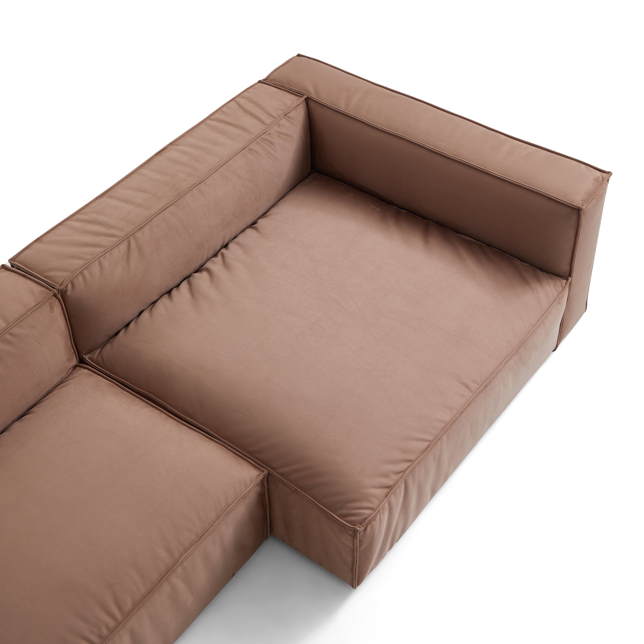 Canapé d'angle minimaliste de luxe en tissu marron