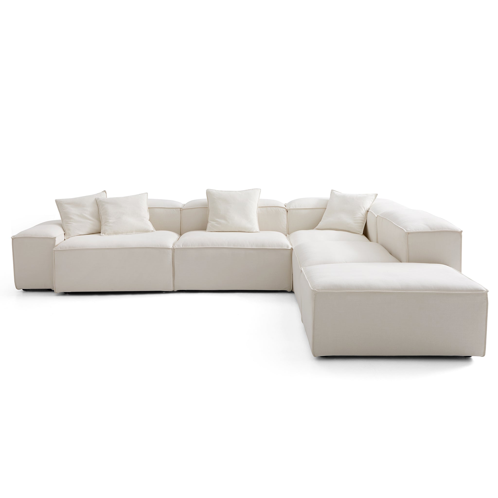 Freedom Modular Beige L-Shaped Sectional and Ottoman