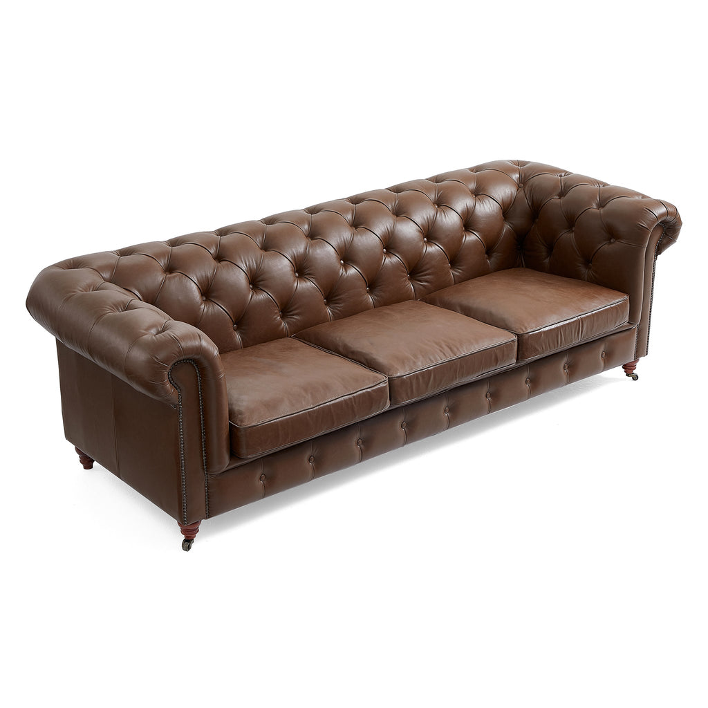 Durango Chesterfield Brown Top Grain Leather Tufted Sofa