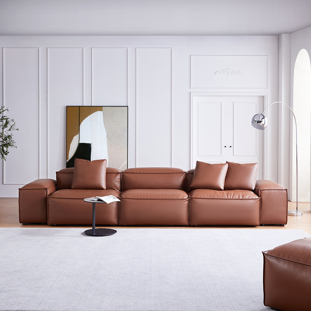 Cube Modular Dark Gray Genuine Leather Sofa