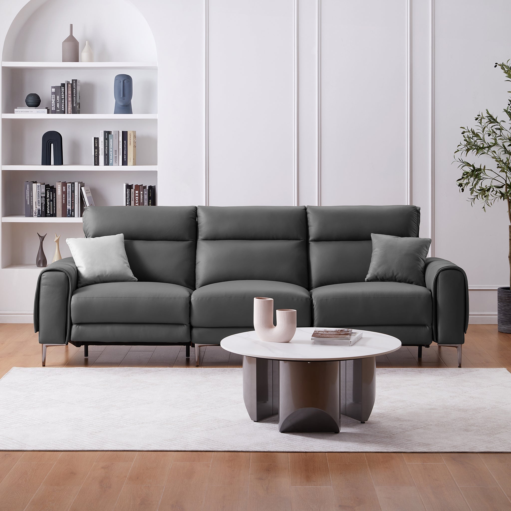 Canapé-lit inclinable électrique en cuir Louis