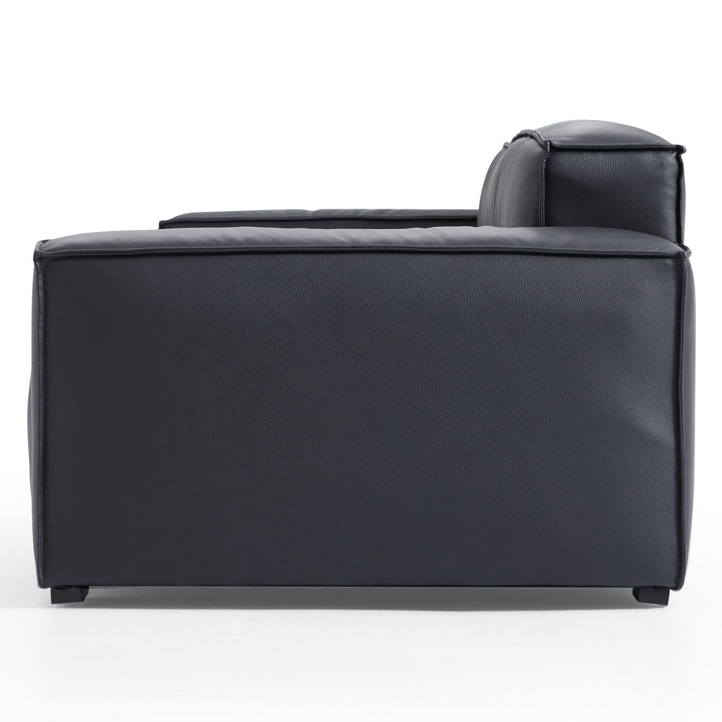 Canapé de luxe minimaliste en cuir noir