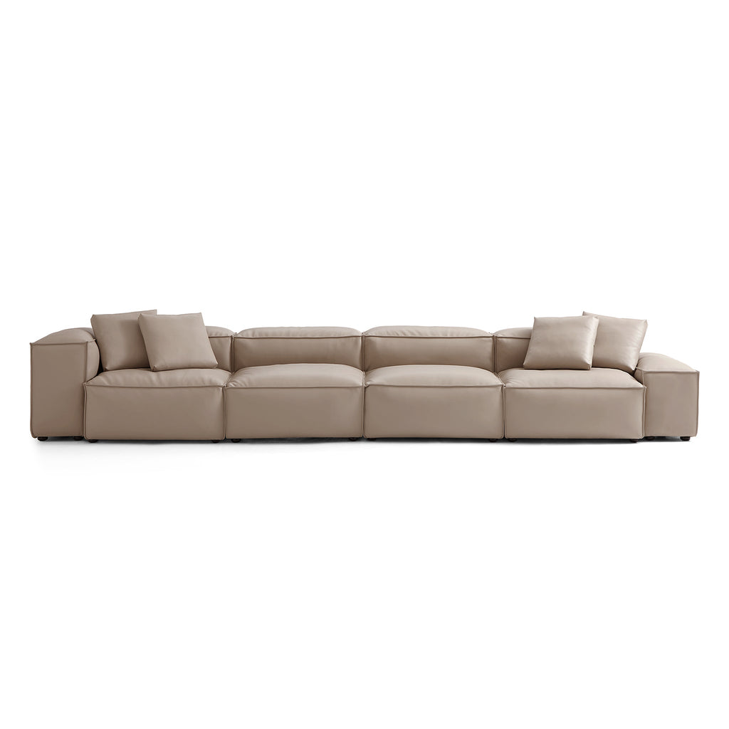 Cube Modular Black Genuine Leather Sofa