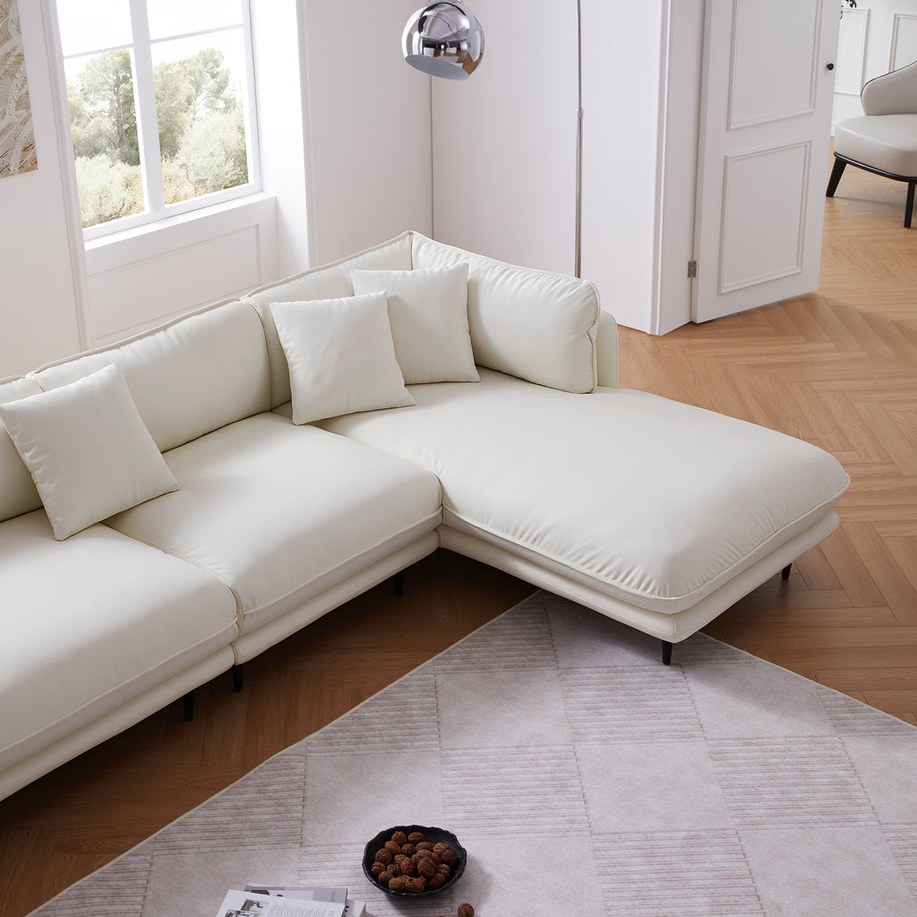Vanilla White Leather Sectional