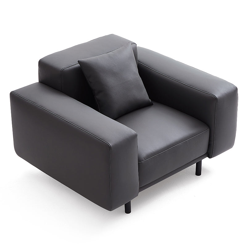 Fauteuil Noble en cuir gris foncé