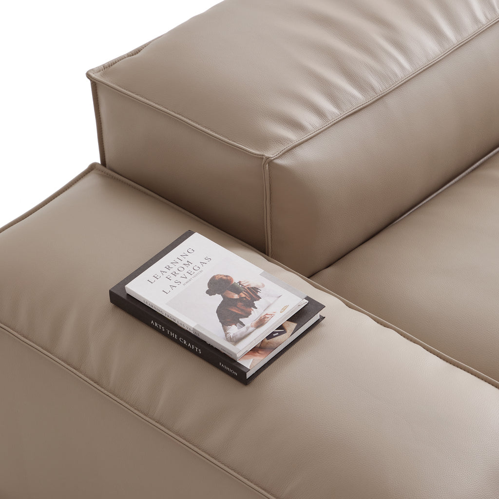 Cube Modular Black Genuine Leather Sofa