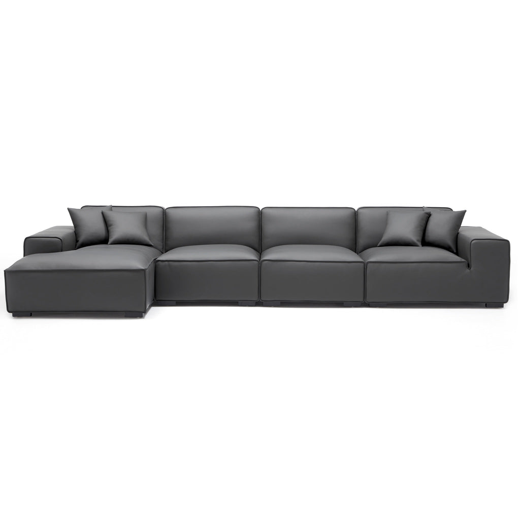 Domus Modular Black Leather Sectional Sofa