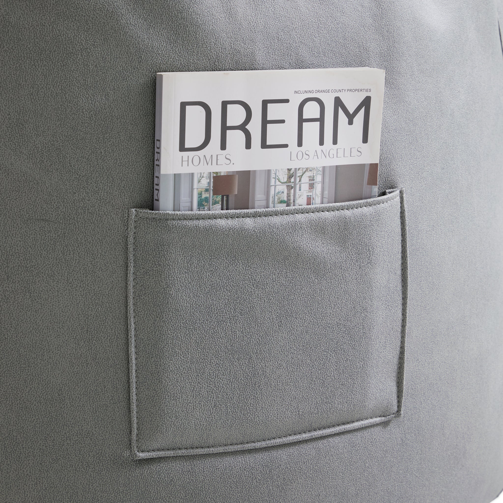 Pouf Litton en cuir gris