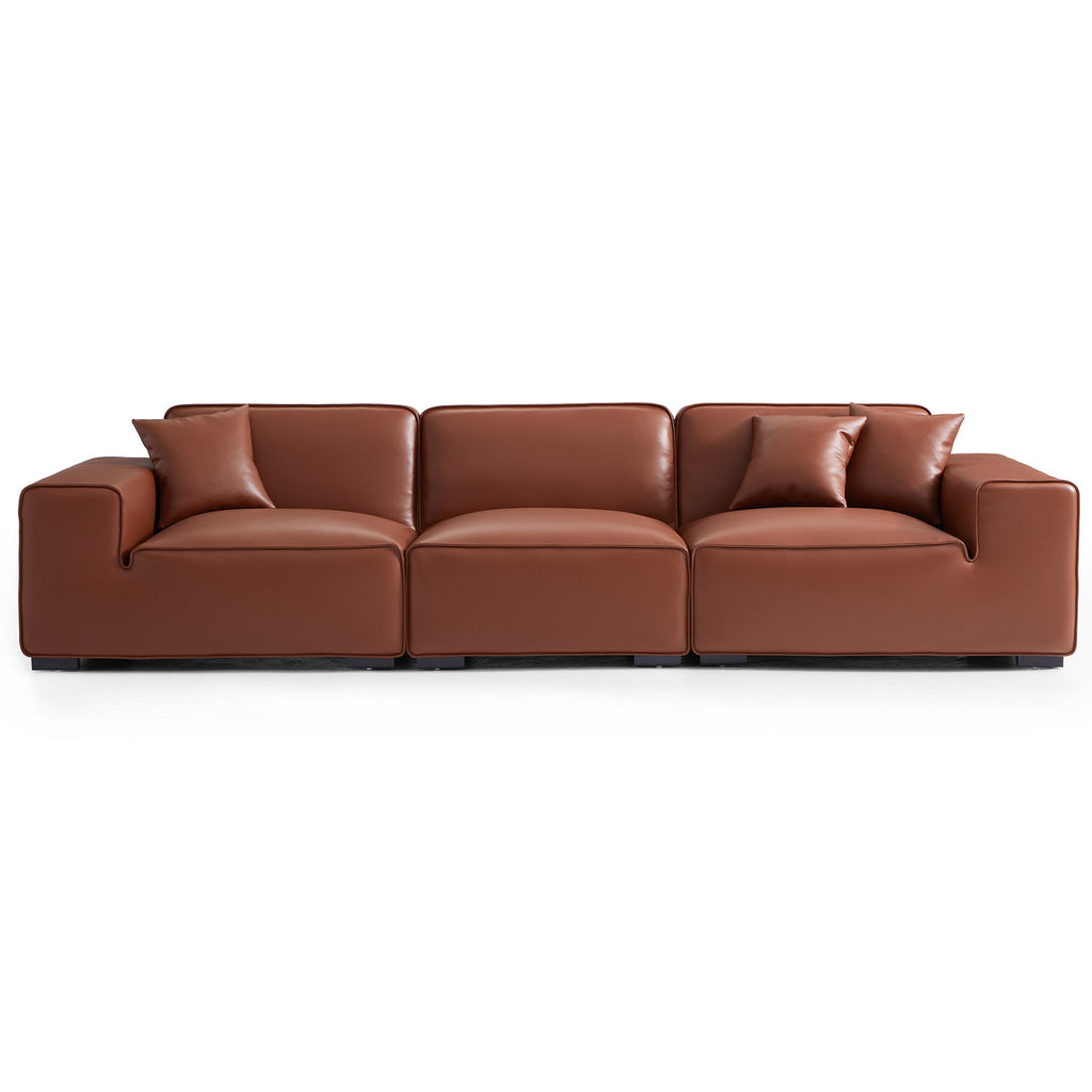 Domus Modular Beige Leather Sofa Set