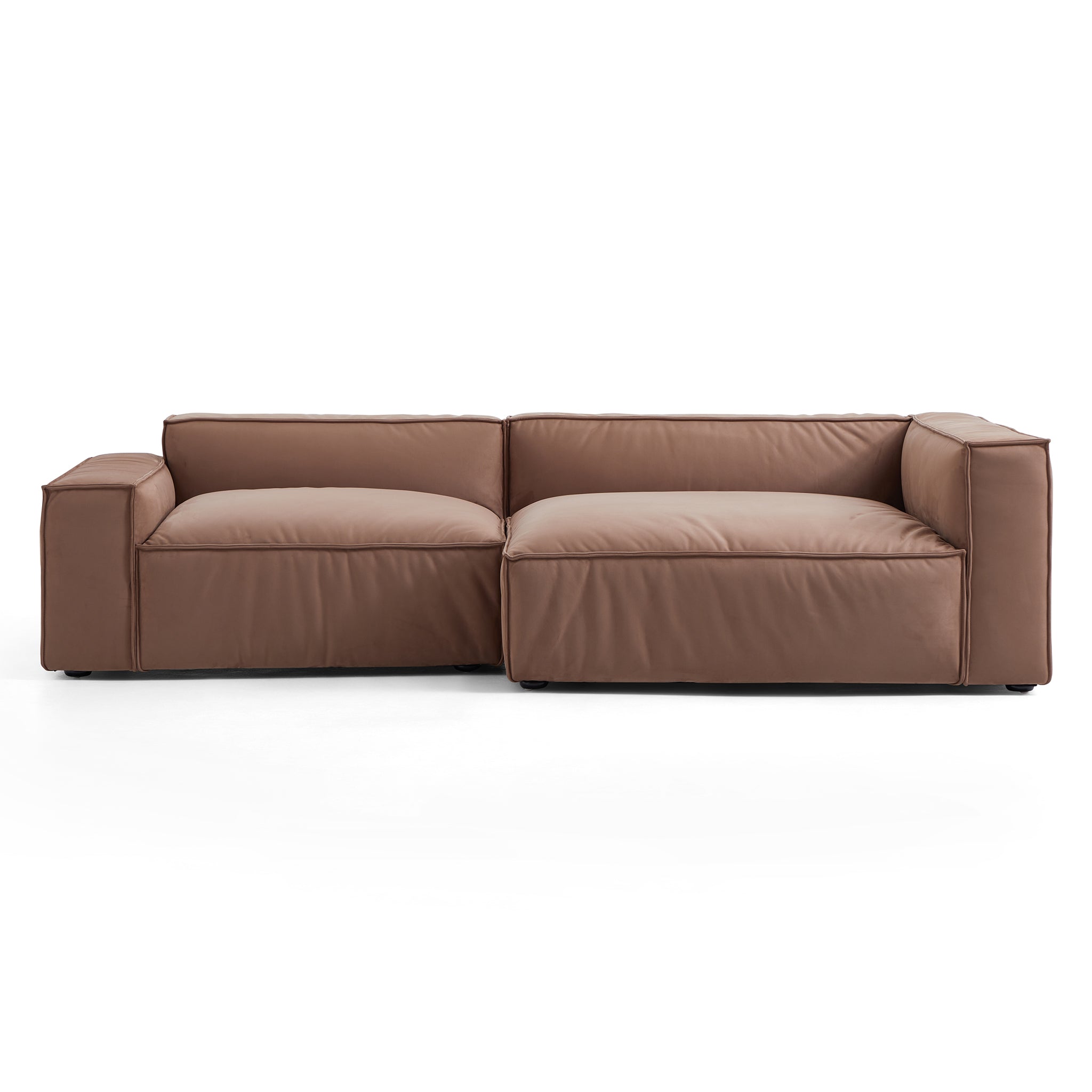 Canapé d'angle minimaliste de luxe en tissu marron
