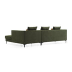 Canapé sectionnel en tissu vert Jungle en forme de L avec méridienne