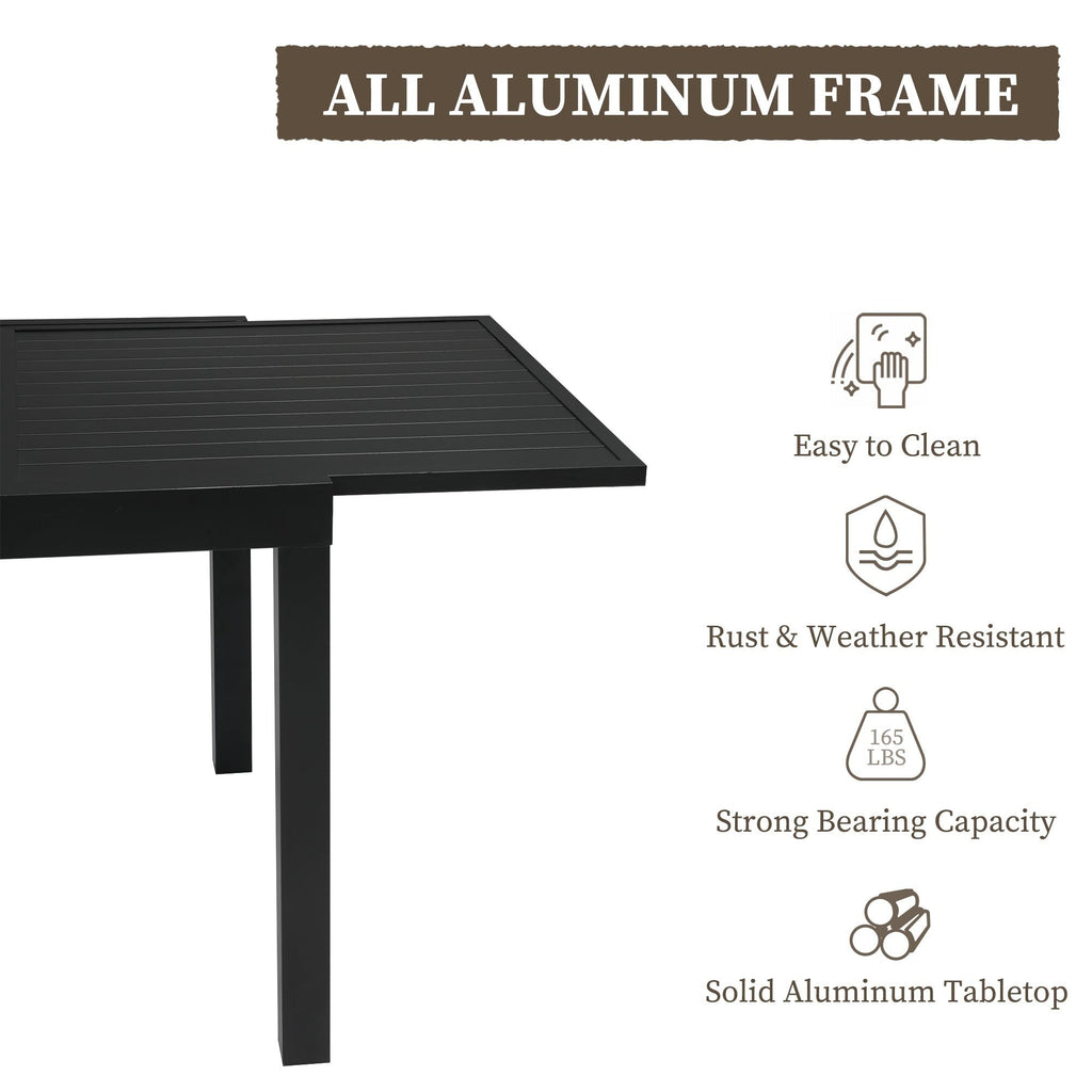 Ensemble de salle à manger de patio 7/11 pièces avec table à manger rectangulaire extensible en aluminium et 6/10 chaises en textilène