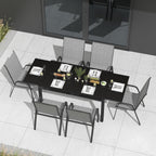 Ensemble de salle à manger de patio 7/11 pièces avec table à manger rectangulaire extensible en aluminium et 6/10 chaises en textilène