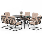 Ensemble de salle à manger d'extérieur 7/9 pièces, 6/8 chaises à ressort avec coussin, 1 rectangulaire