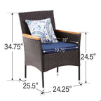 Ensemble de salle à manger de patio 7/9, table à manger rectangulaire extensible avec chaises en rotin