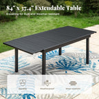 Ensemble de salle à manger de patio 7/9, table à manger rectangulaire extensible avec chaises en rotin