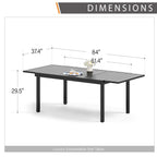 Ensemble de salle à manger d'extérieur MAISON ARTS 7/9 pièces, 6/8 chaises pivotantes en métal, 1 table rectangulaire extensible