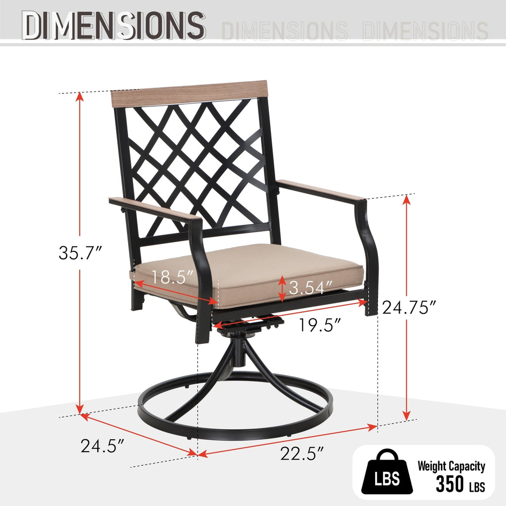 Ensemble de salle à manger d'extérieur MAISON ARTS 7/9 pièces, 6/8 chaises pivotantes en métal, 1 table rectangulaire extensible
