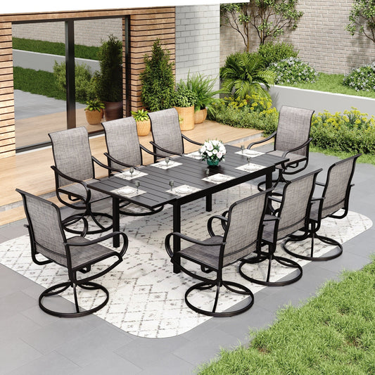 Ensemble de salle à manger de patio MAISON ARTS 7/9 pièces avec chaises pivotantes et table rectangulaire extensible pour l'extérieur