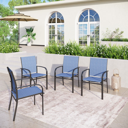 Ensemble de salle à manger de patio MAISON ARTS 7/9 pièces avec table rectangulaire extensible en métal et 6/8 chaises en textilène