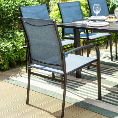 Ensemble de salle à manger de patio MAISON ARTS 7/9 pièces avec table rectangulaire extensible en métal et 6/8 chaises en textilène