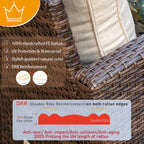 Ensemble de salon de jardin 7/9 places en rotin et osier avec canapé sectionnel à dossier haut et table pour foyer
