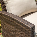 Ensemble de salon de jardin 7/9 places en rotin et osier avec canapé sectionnel à dossier haut et table pour foyer