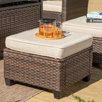 Ensemble de salon de jardin 7/9 places en rotin et osier avec canapé sectionnel à dossier haut et table pour foyer