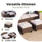 Ensemble de salon de jardin 7/9 places en rotin et osier avec canapé sectionnel à dossier haut et table pour foyer