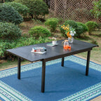 Ensemble de salle à manger de patio 7/9 pièces, table à manger rectangulaire extensible pour l'extérieur avec chaises à bascule à ressorts en C