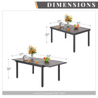 Ensemble de salle à manger de patio 7/9 pièces, table à manger rectangulaire extensible pour l'extérieur avec chaises à bascule à ressorts en C