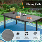 Ensemble de salle à manger de patio 7/9 pièces, table à manger rectangulaire extensible pour l'extérieur avec chaises à bascule à ressorts en C