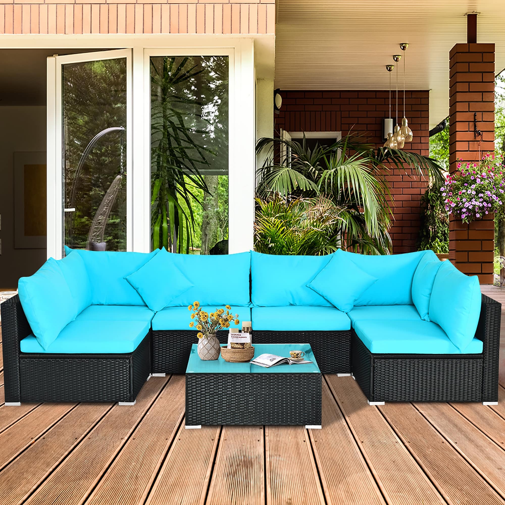 Ensemble de meubles de patio 7 pièces avec table basse