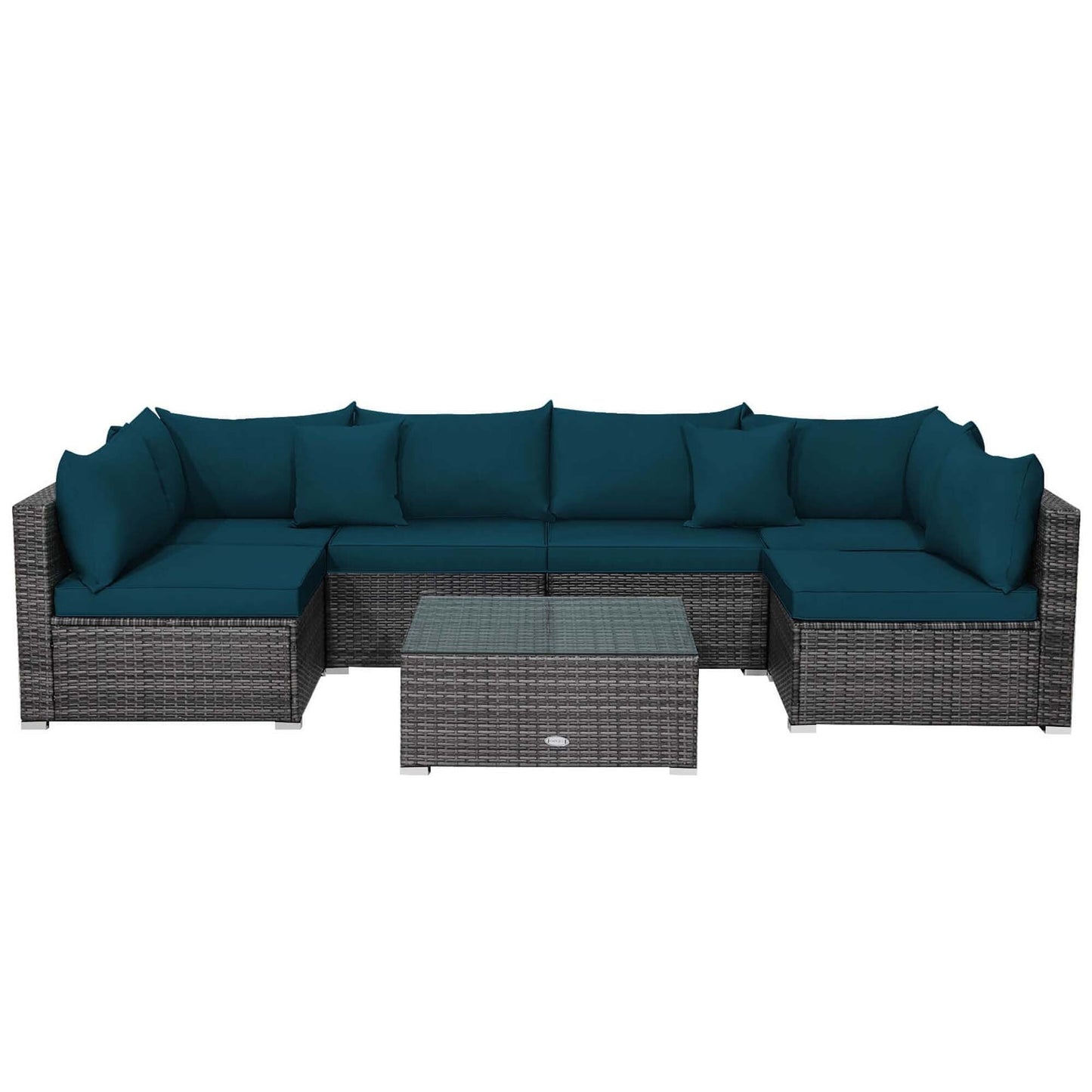 Ensemble de meubles de patio 7 pièces, canapé sectionnel en rotin avec table basse