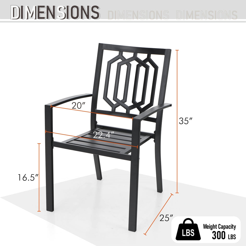 Ensemble de salle à manger d'extérieur MAISON ARTS 7 pièces, chaises de salle à manger combinées en acier avec coussin et table parasol pour 6 personnes