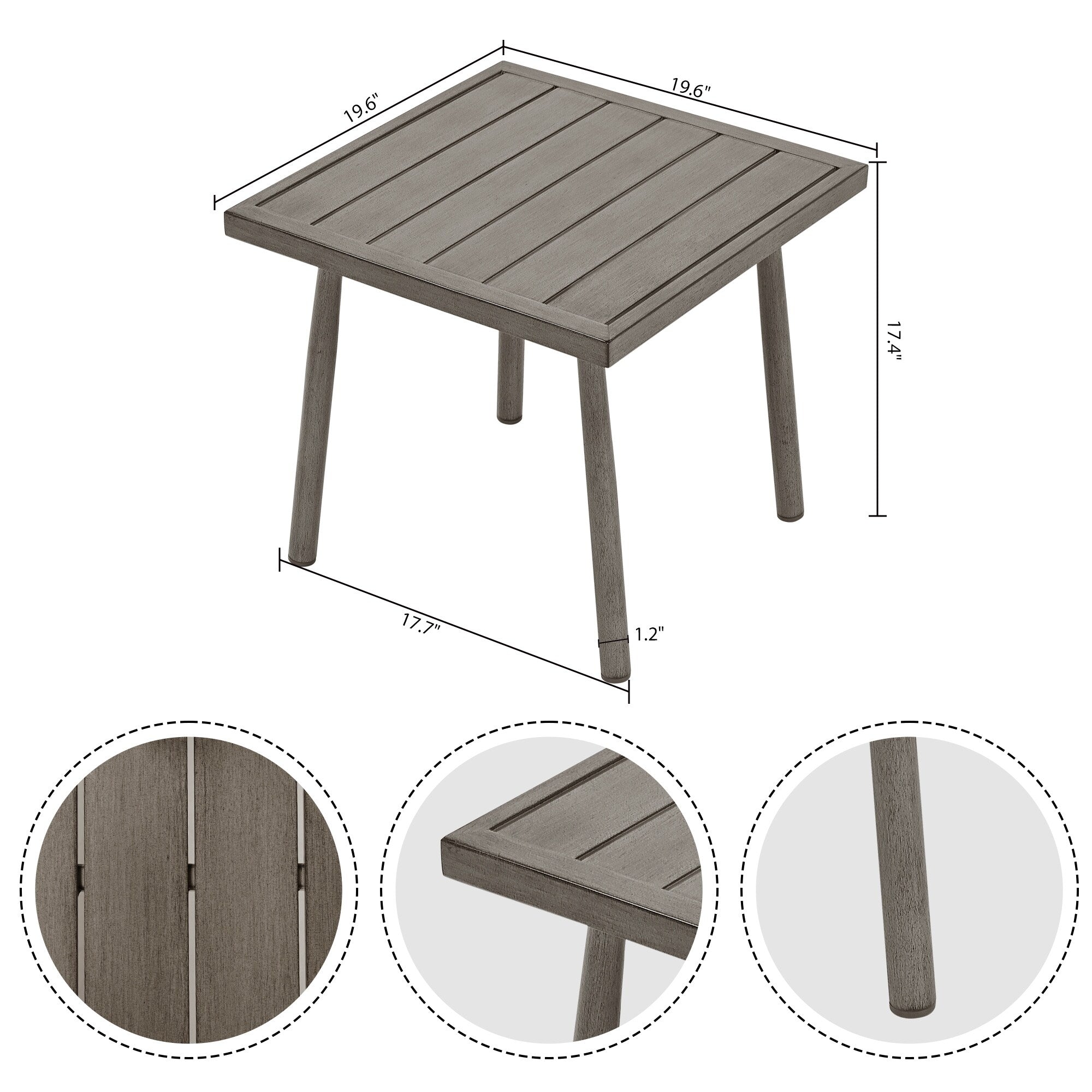 Ensemble de salon de jardin en aluminium 7 pièces, canapé d'extérieur 3 places et causeuse avec poufs et table basse