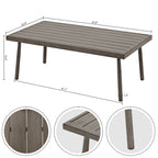 Ensemble de salon de jardin en aluminium 7 pièces, canapé d'extérieur 3 places et causeuse avec poufs et table basse