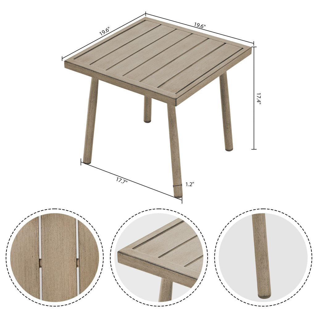 Ensemble de salon de jardin en aluminium 7 pièces, canapé d'extérieur 3 places et causeuse avec poufs et table basse
