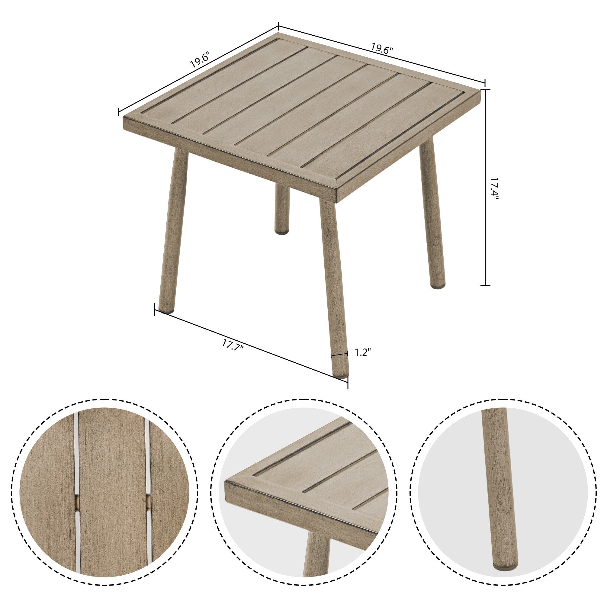 Ensemble de salon de jardin en aluminium 7 pièces, canapé d'extérieur 3 places et causeuse avec poufs et table basse