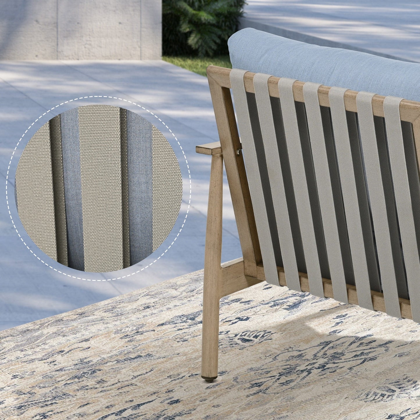 Ensemble de conversation de patio en aluminium 7 pièces, causeuse avec poufs et table basse
