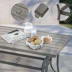 Ensemble de salle à manger de patio en aluminium 9 pièces avec 2 chaises pivotantes et 6 chaises de salle à manger et coussins lavables