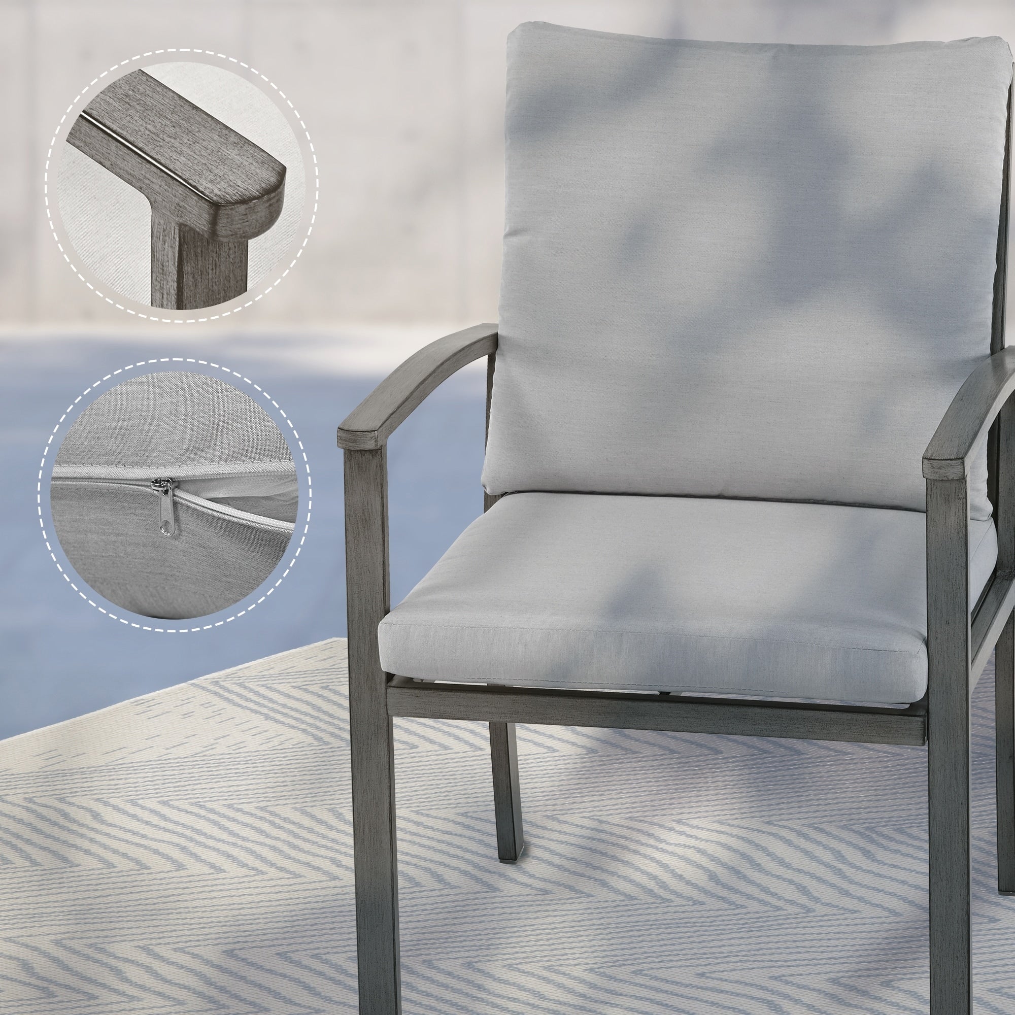 Ensemble de salle à manger de patio en aluminium 9 pièces avec 2 chaises pivotantes et 6 chaises de salle à manger et coussins lavables