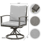 Ensemble de salle à manger de patio en aluminium 9 pièces avec 2 chaises pivotantes et 6 chaises de salle à manger et coussins lavables